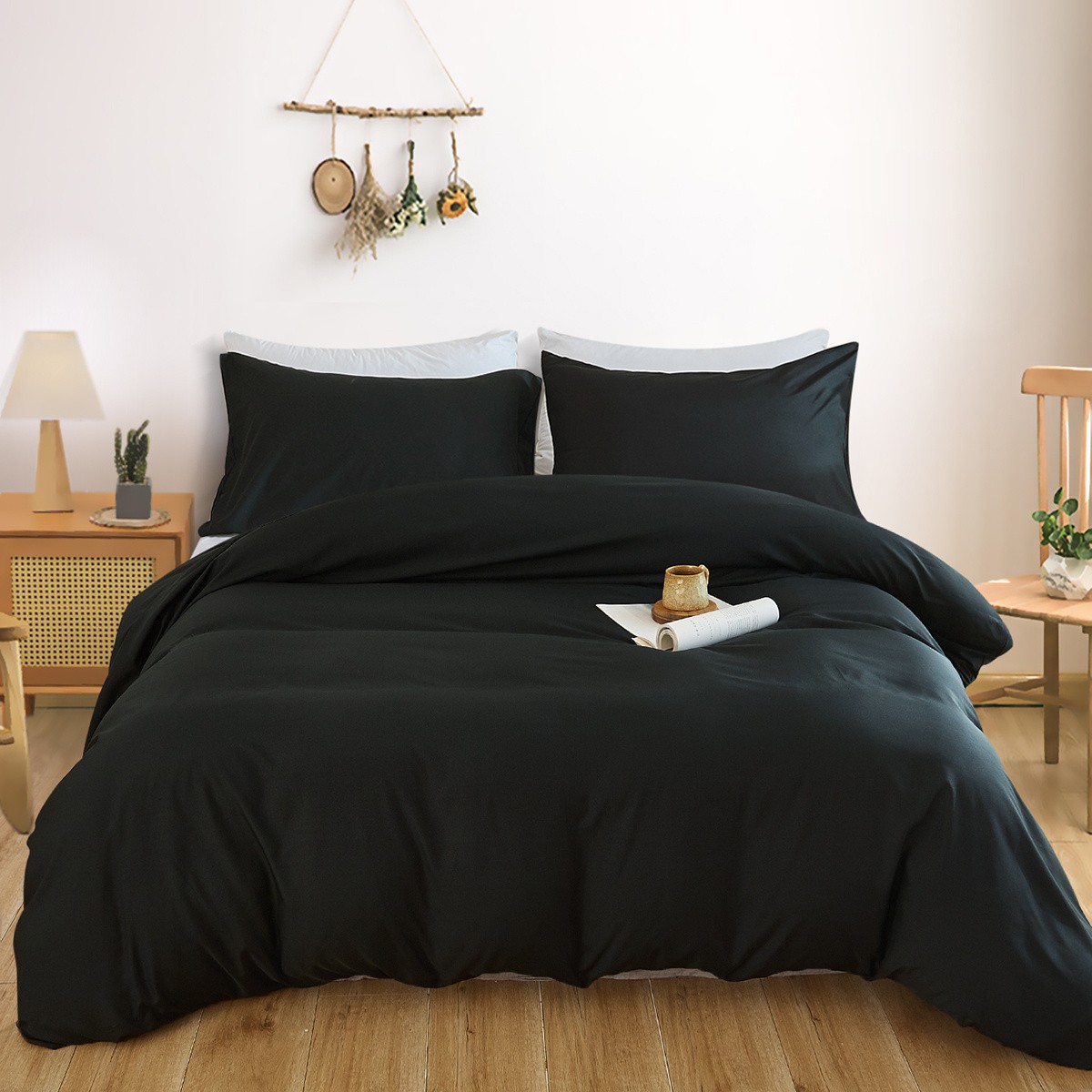 KAFUTI 3pcs Ultra-Soft Brushed Solid Color Duvet Cover Set
