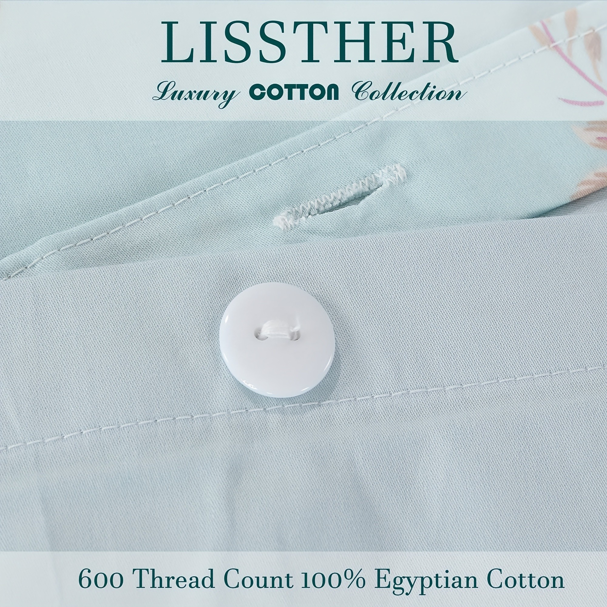LISSTHER 3pcs 600 Thread Egyptian Cotton Duvet Cover Set
