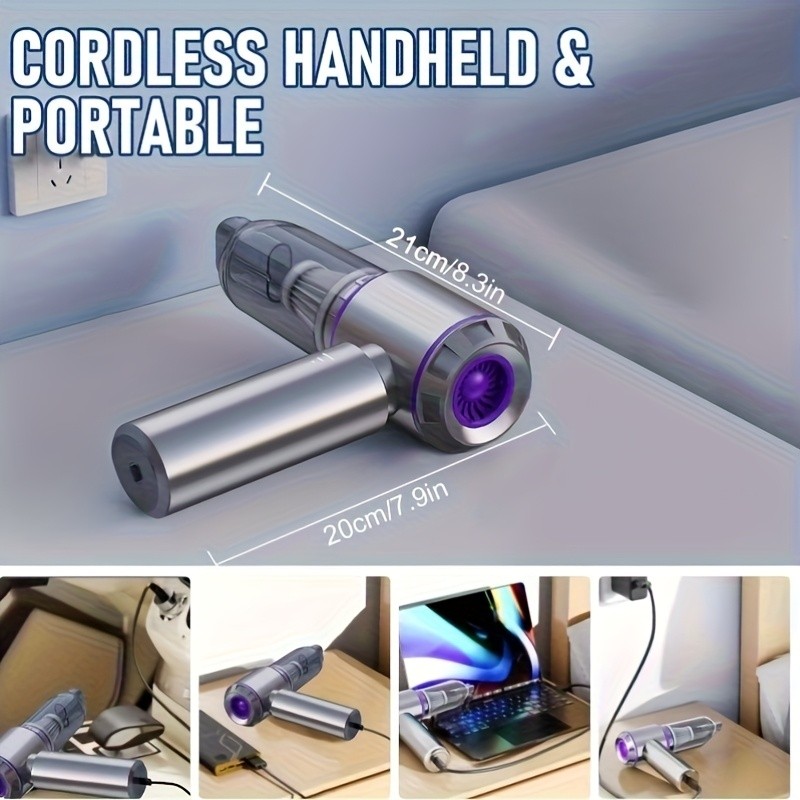 UTEK Portable Wireless High-Power Mini Vacuum Cleaner 4-in-1 Compressor and Blower for Office, Laptop, and Home Cleaning