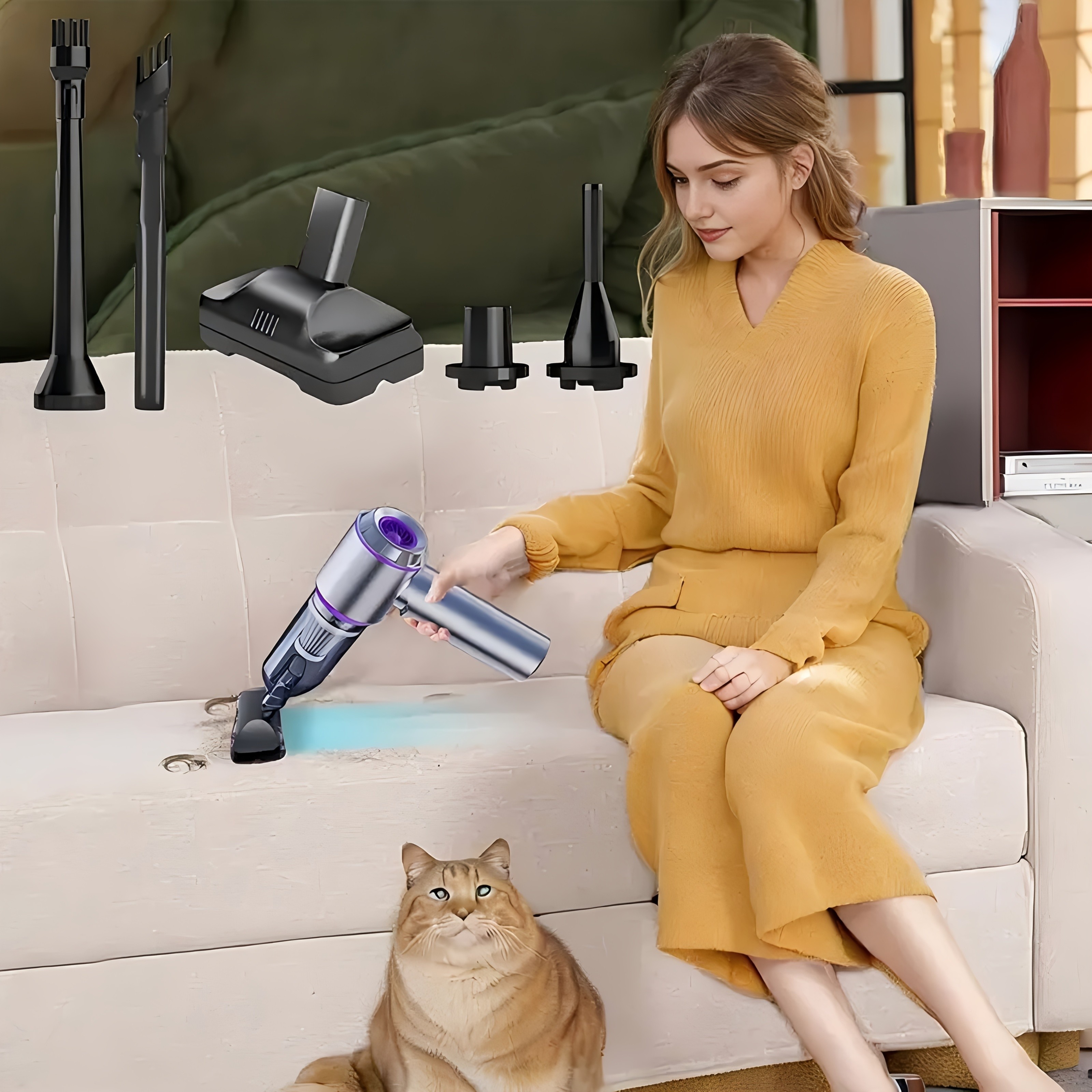 UTEK Portable Wireless High-Power Mini Vacuum Cleaner 4-in-1 Compressor and Blower for Office, Laptop, and Home Cleaning