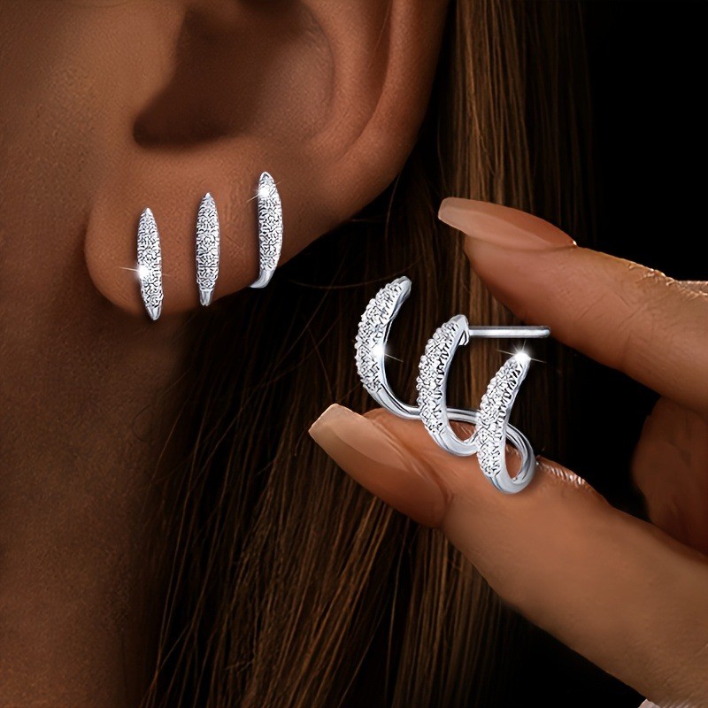 COFIT 925 Silvery Stud Earrings