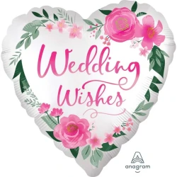 Foil Balloon - Standard Satin XL Satin Wedding Wishes Heart (45cm)