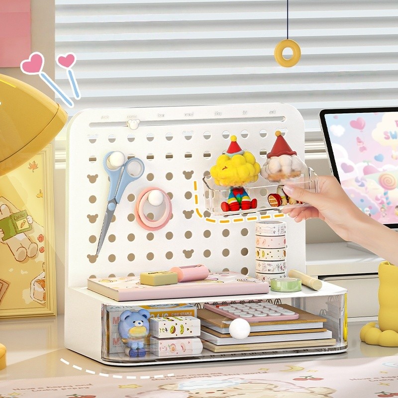 COIZYZZL Pegboard Storage Box with Hook-Drawer System