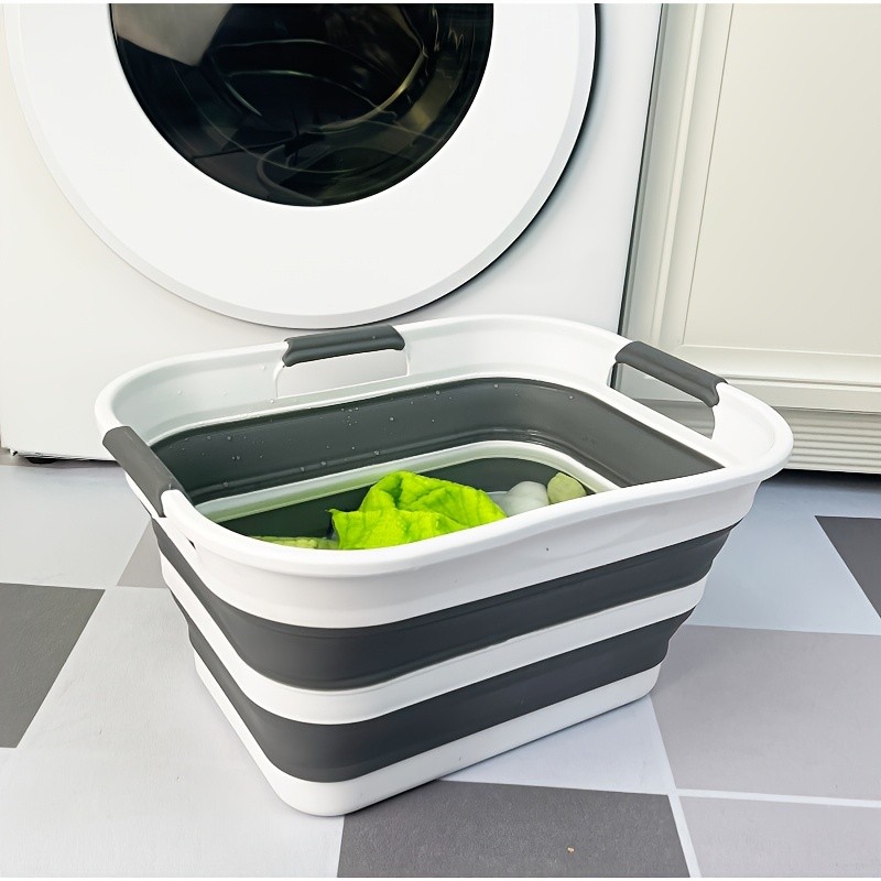 SAMMART 19L (5 Gallon) Classic Rectangle Collapsible Plastic Tub with 3 Handles