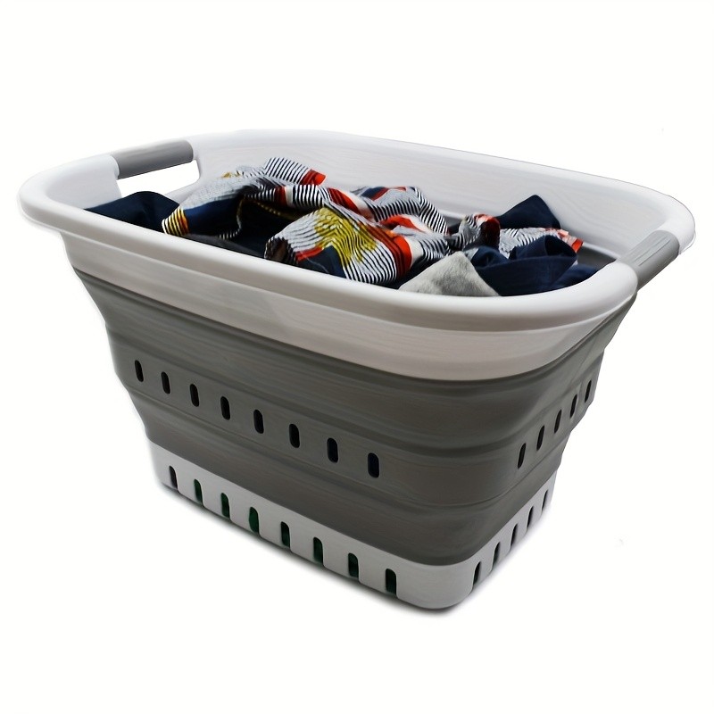 SAMMART 37L Classic Style Collapsible Plastic Laundry Basket with Handles