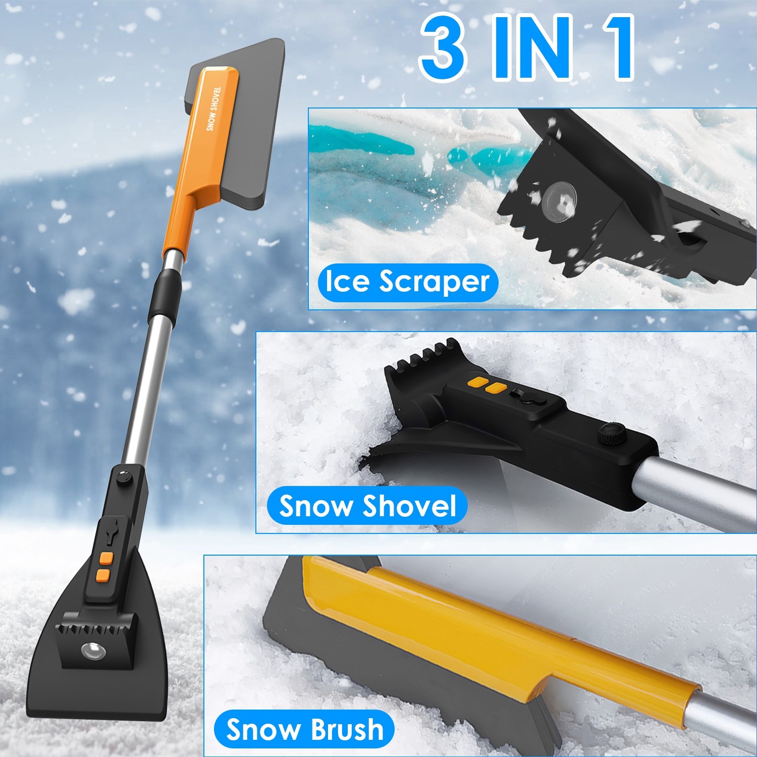 3-in-1 Extendable Snow Removal Tool  Ultimate Winter Solution