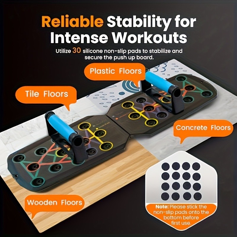 Color-Coded Push Up Board with Handles  Transform Your Home Gym Workouts