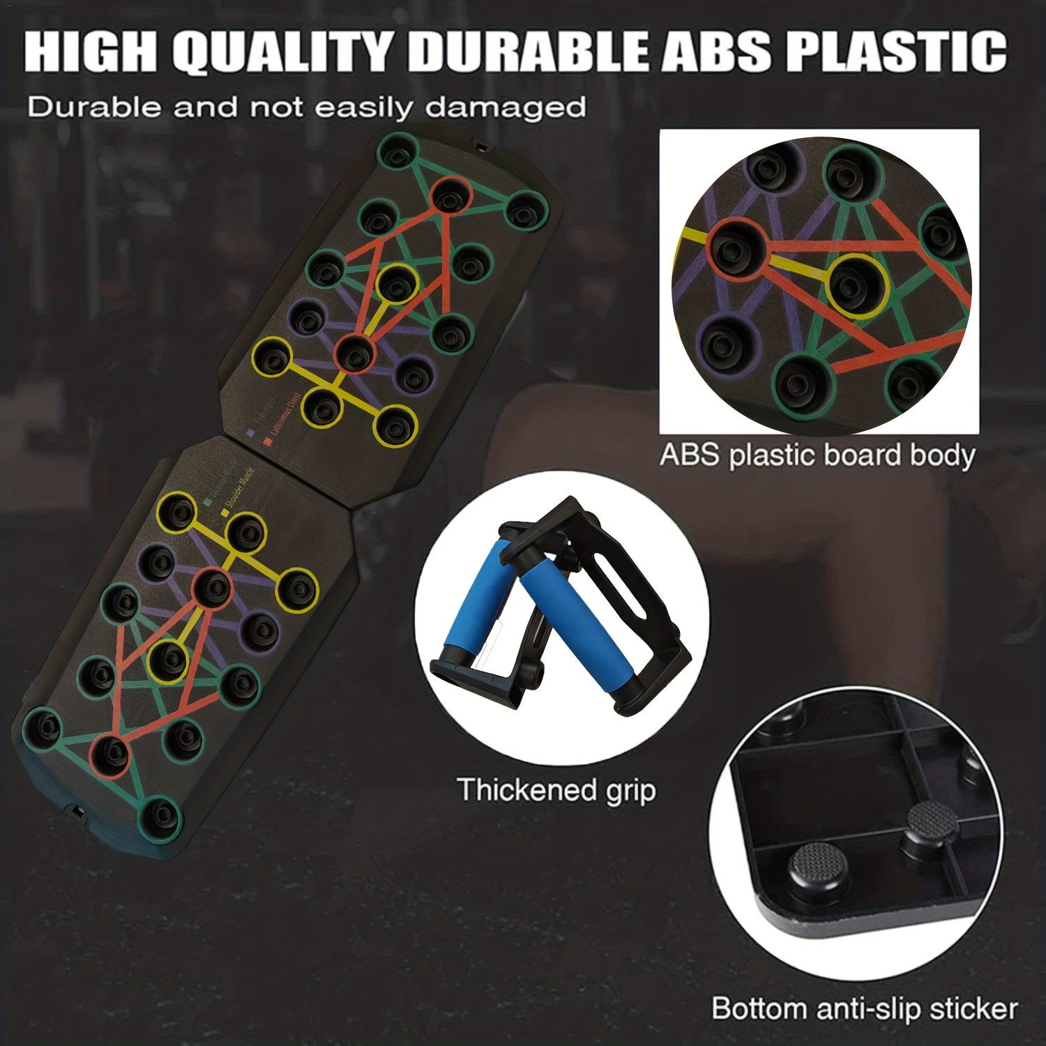 Color-Coded Push Up Board with Handles  Transform Your Home Gym Workouts