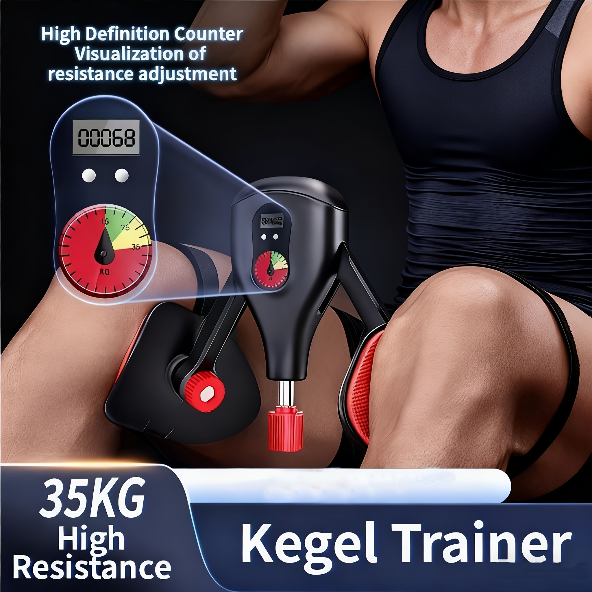 Adjustable Kegel Exerciser with Digital Counter: 360 Rotating Resistance Bands for Pelvic Floor & Core Strength