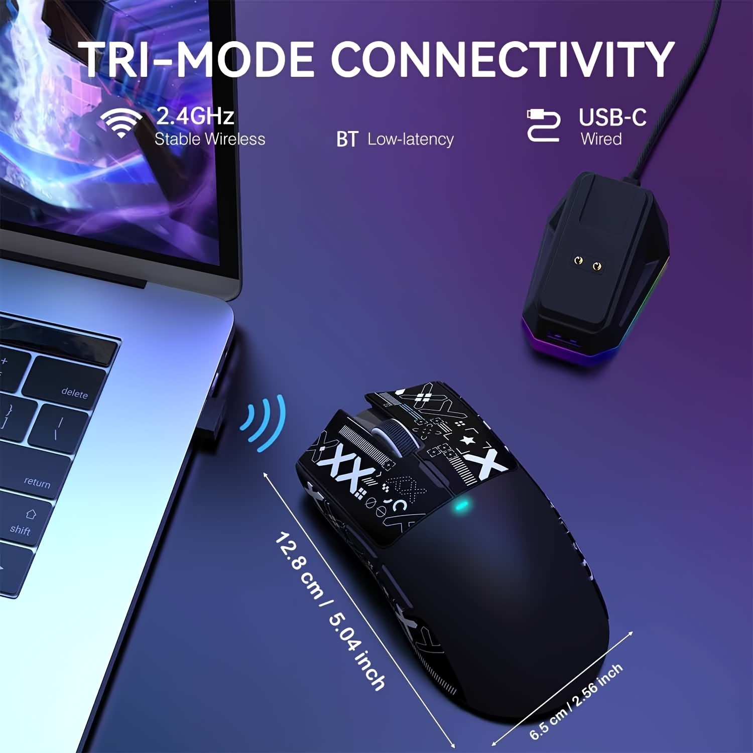 ATTACK SHARK X11 Gaming Mouse Compatible for Xbox/PS/Win11 with Magnetic Charging Dock, BT/2.4G/Wired Wireless Mouse, PixArt PAW3311 Sensor, 22000 DPI, Compatible with PS, Mac, PC, Office & Gaming (White)