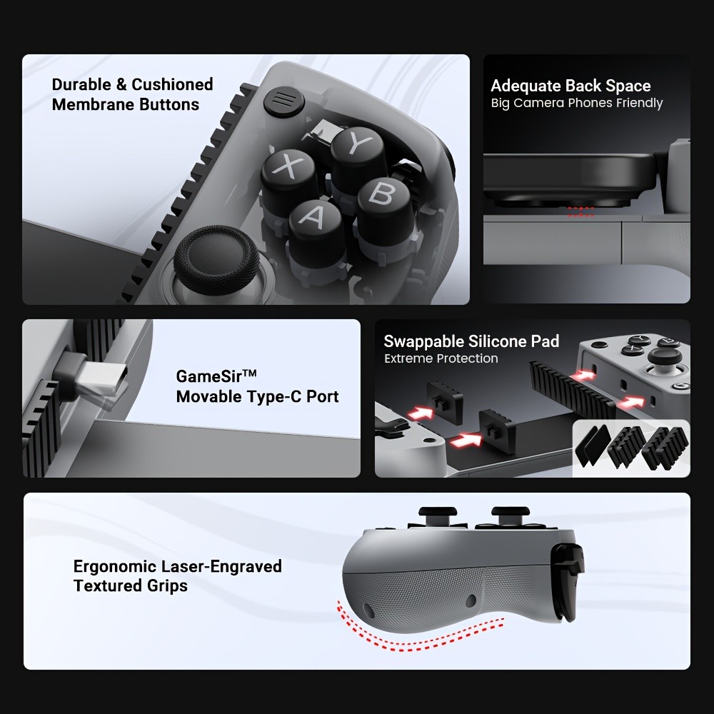 GameSir X5 Lite Mobile Gamepad | Hall Effect Sticks for FPS/MOBA, Ultra-Light 135g, Turbo Buttons, Pass-Through Charging, for iOS/Android, USB Connectivity - Grey