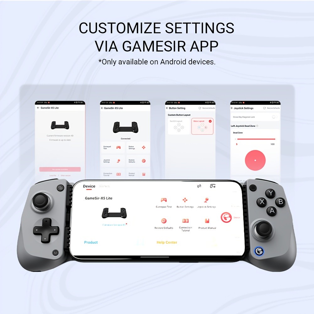GameSir X5 Lite Mobile Gamepad | Hall Effect Sticks for FPS/MOBA, Ultra-Light 135g, Turbo Buttons, Pass-Through Charging, for iOS/Android, USB Connectivity - Grey