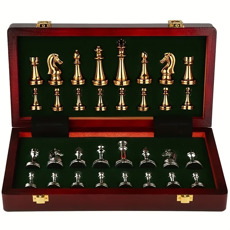 Luxury Metal Chess Set with Wooden Storage Case Elegant, Timeless, and Built to Last