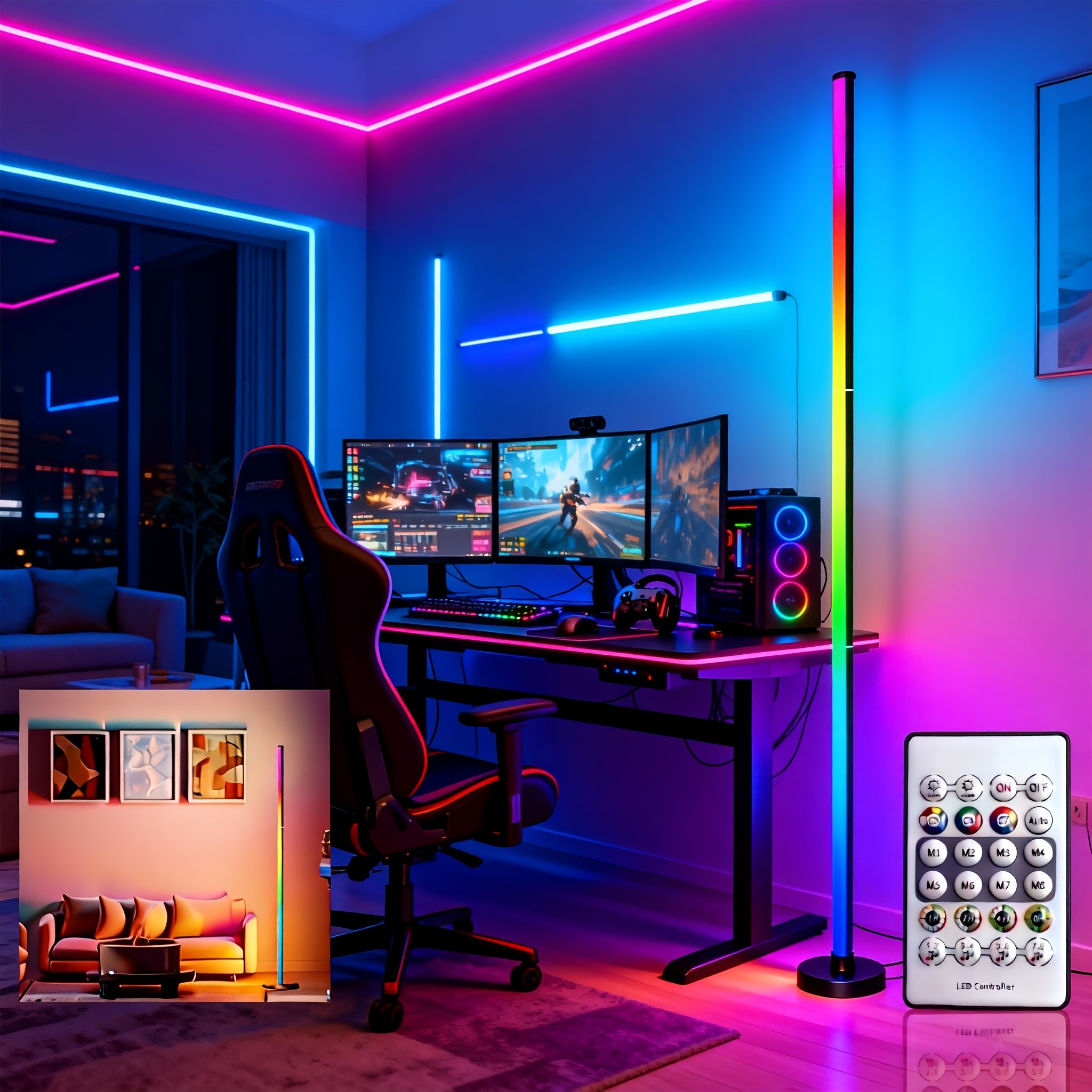 RGB Corner Floor Lamp  Immersive Lighting for Modern Living Spaces