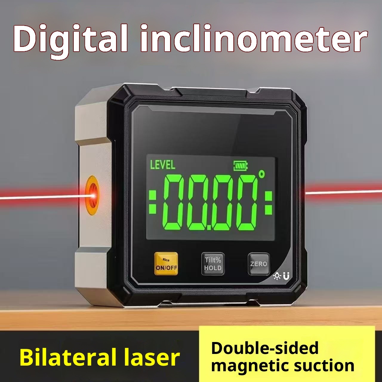 Digital Angle Finder with Laser  4-Side Magnetic Inclinometer Gauge with Backlight