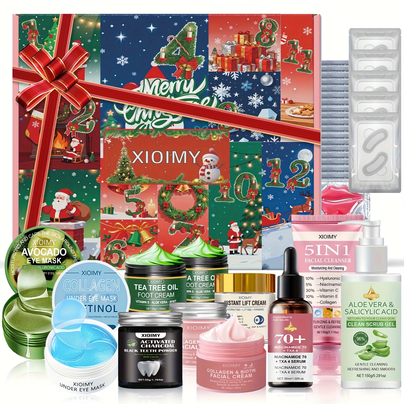 XIOIMY Christmas Skincare Advent Gift Set  24 Days of Beauty, Care & Radiance