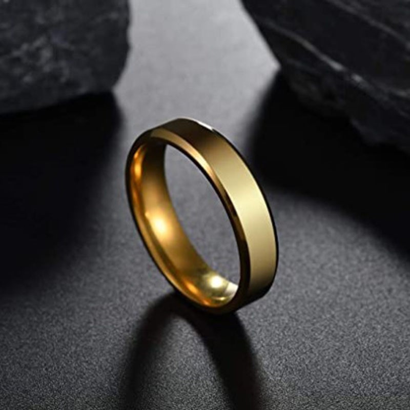 Gold-Tone Stainless Steel Wedding Band Ring