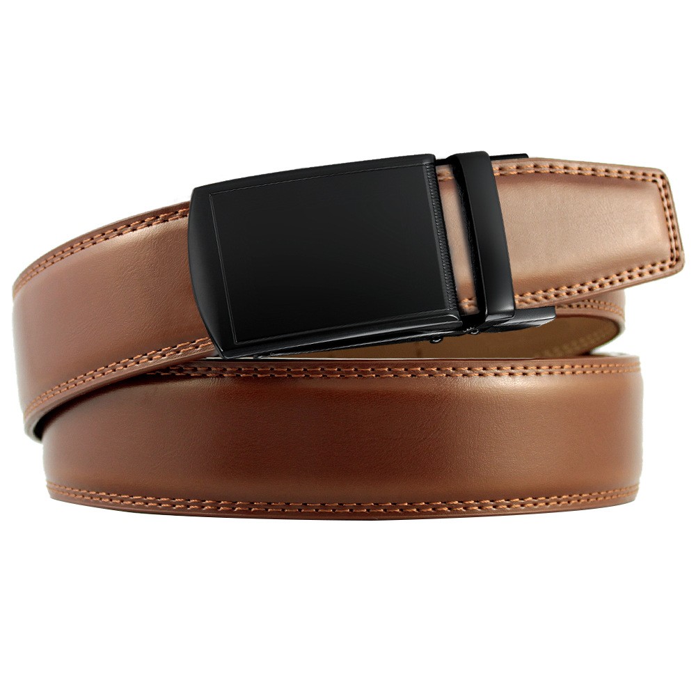 Leather Ratchet Belt with Adjustable Buckle