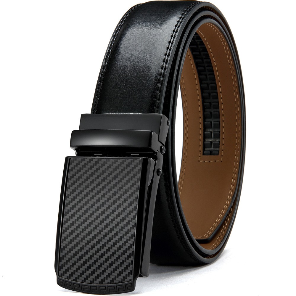 Leather Ratchet Belt with Adjustable Buckle