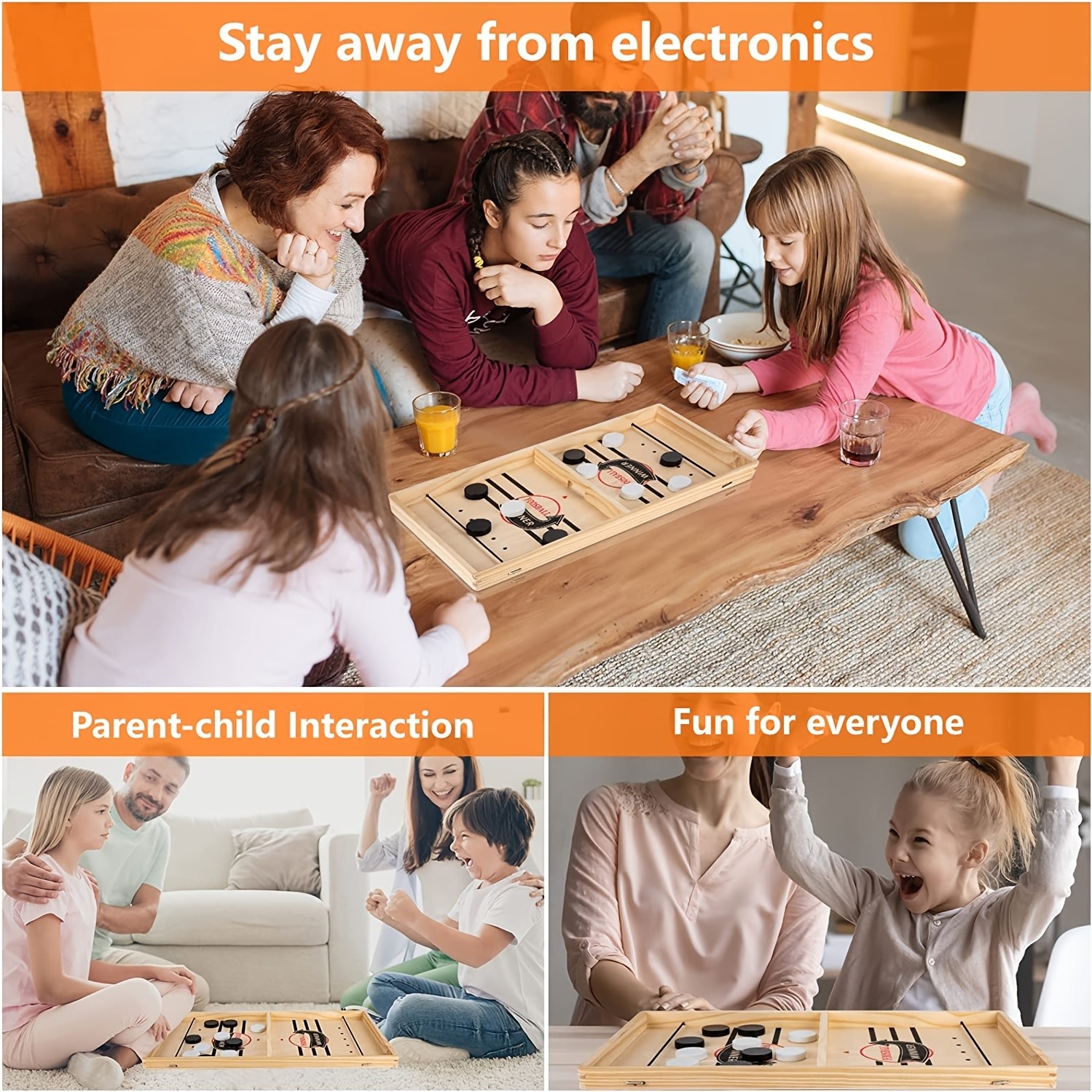 Wooden Bounce Chess - Fast Sling Puck Game