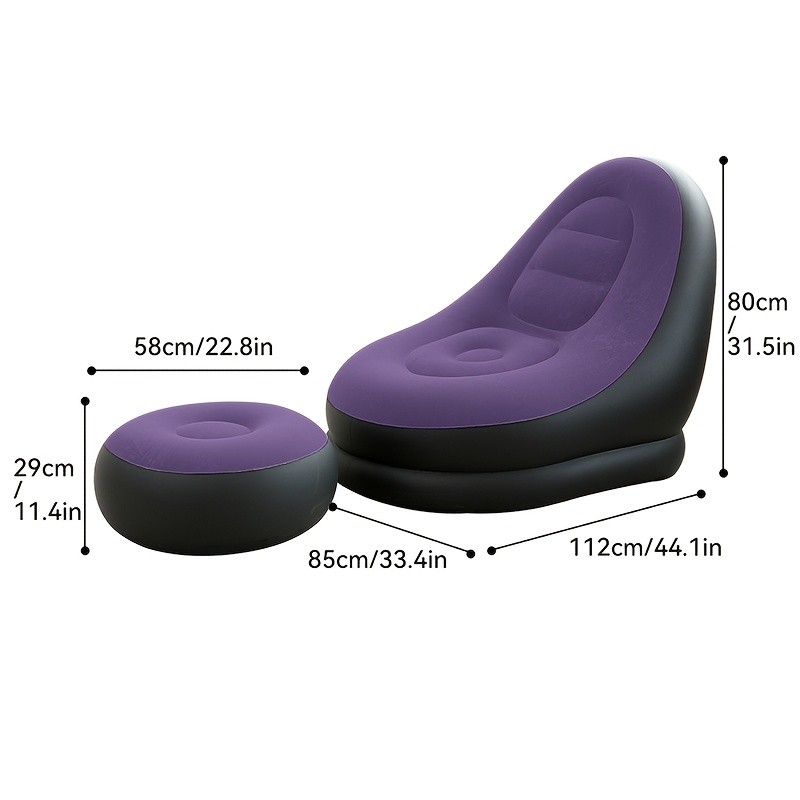 Inflatable Lounge Chair and Footstool Two-Piece Set