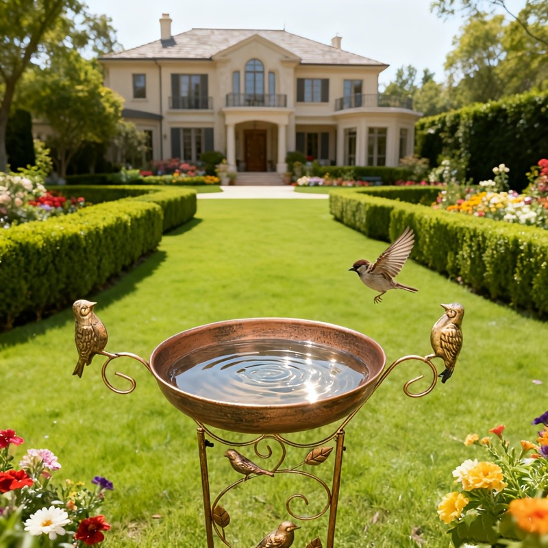 Outdoor Bird Bath with Flower Stand