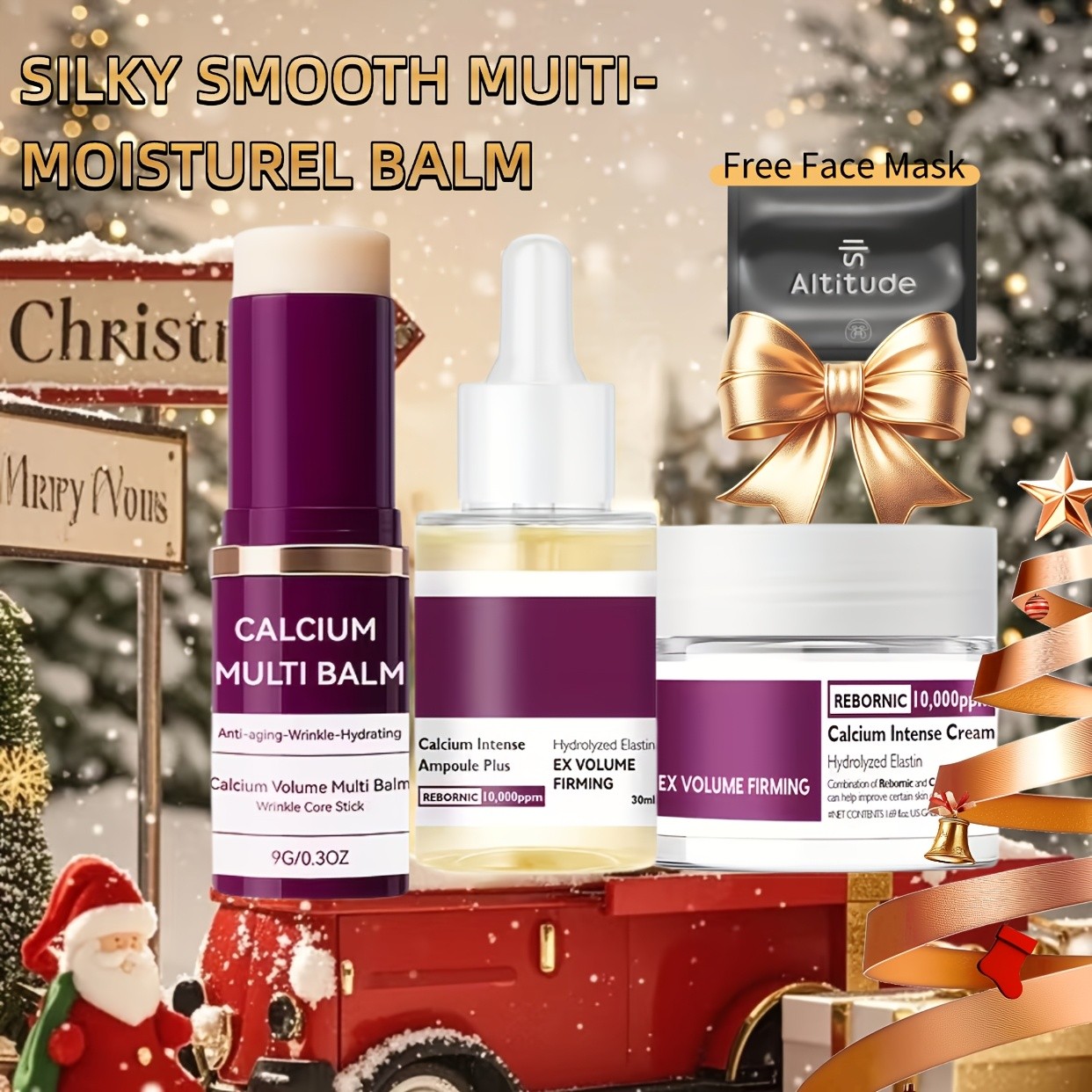 2 pcs REBRONIC Calcium EX Volume Firming Skincare Set (Multi Balm Stick 9g + Intense Ampoule Plus 30ml + Intense Cream) + Free Face Mask