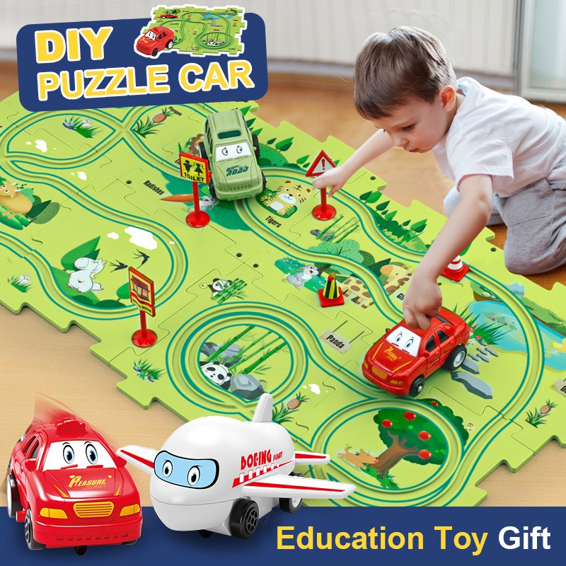 Childrens Educational Puzzle Track Car Play Set