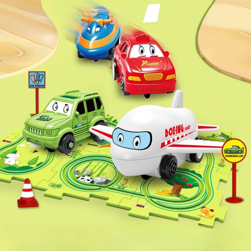 Childrens Educational Puzzle Track Car Play Set