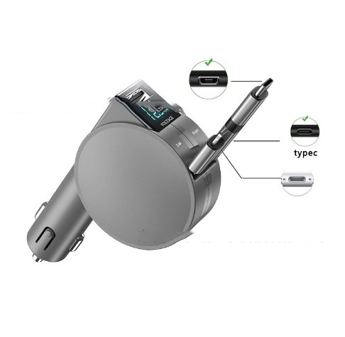 3-in-1 Retractable Fast Charging Car Adapter