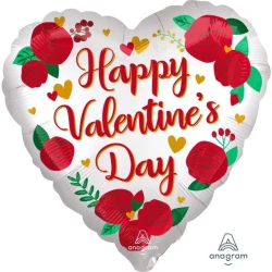 Balloon - 45cm Standard Satin Xl Happy Valentine's Day Satin Infused Roses