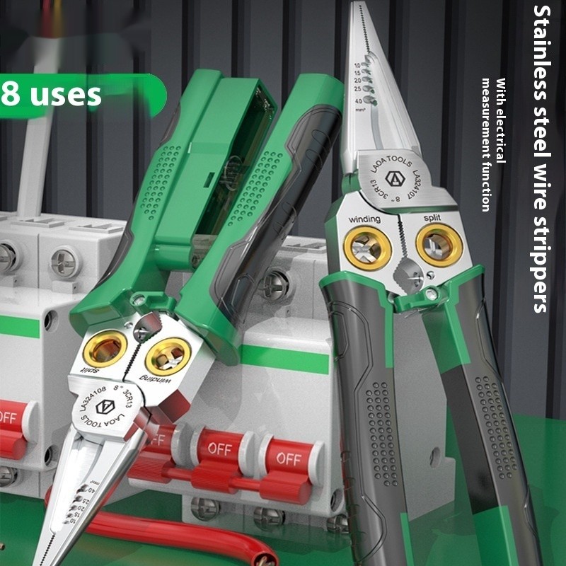 8-in-1 Wire Stripper with Electrical Measuring Pliers