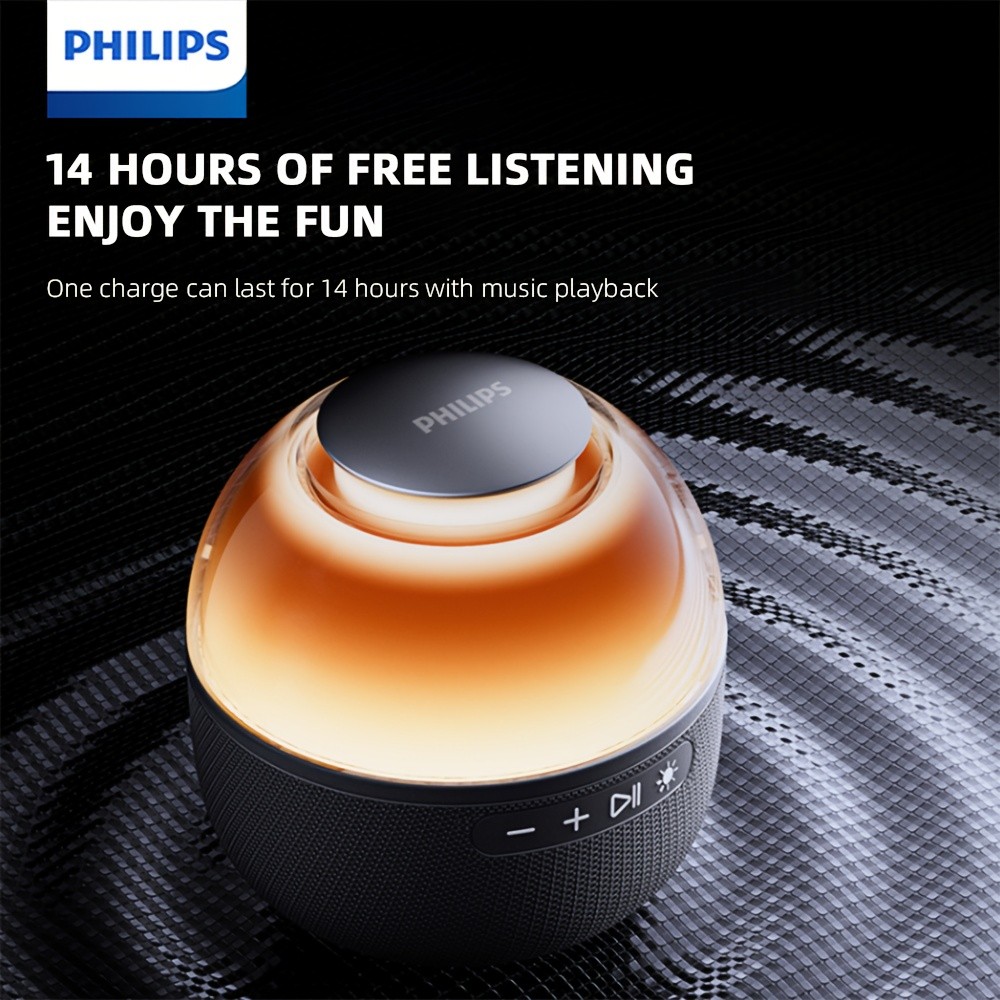 Philips Wireless Speaker Lamp with Low-Alarm, Type-C & Bass