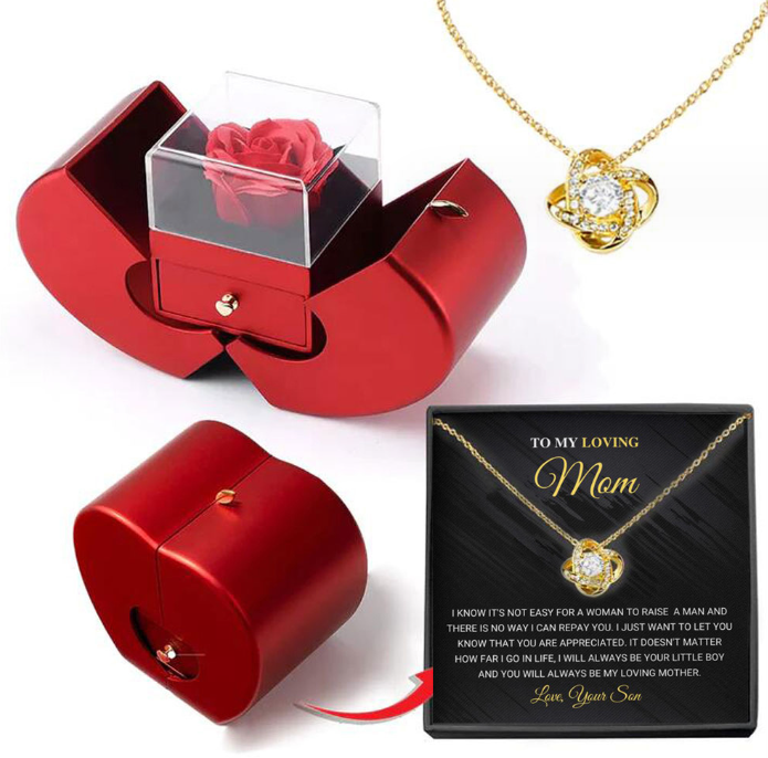 Rose Flower Box With Necklace