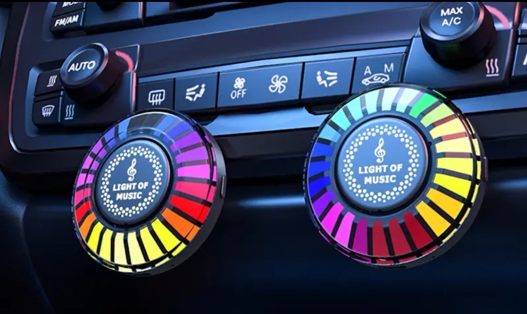 Car Music Rhythm Sound Control Colorful LED Light With Fragrance Holder