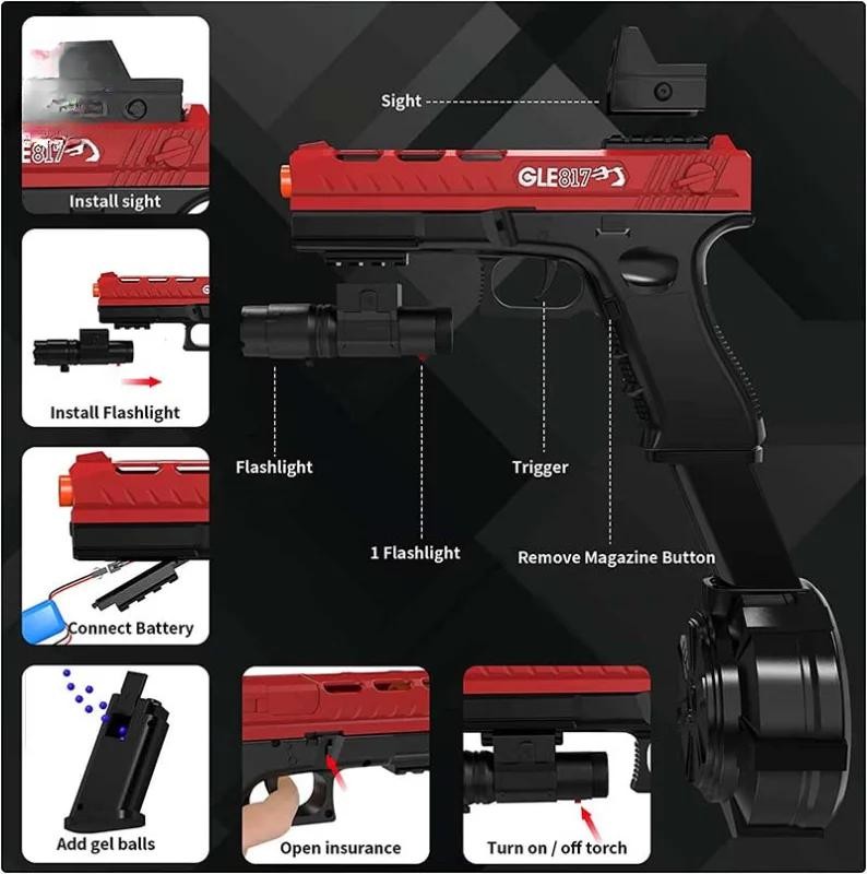 Glock 17 Toy Gel Ball Blaster with Drum