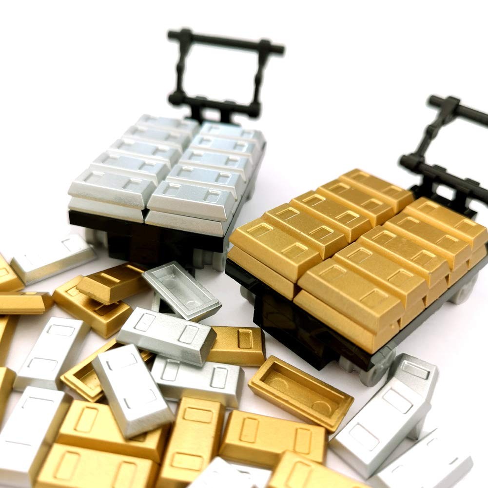 sprite world Plating Gold Bars Sliver Bars Brick Blocks Toy Treasure Set for Mini Figures Compatible Major Brands