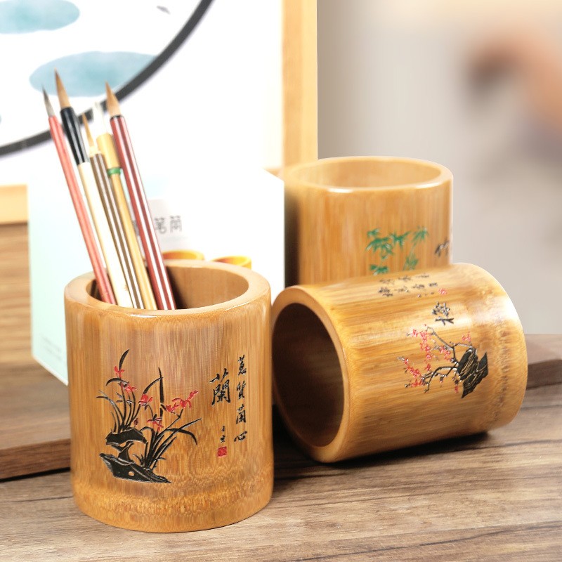 Bamboo Round Pen Container