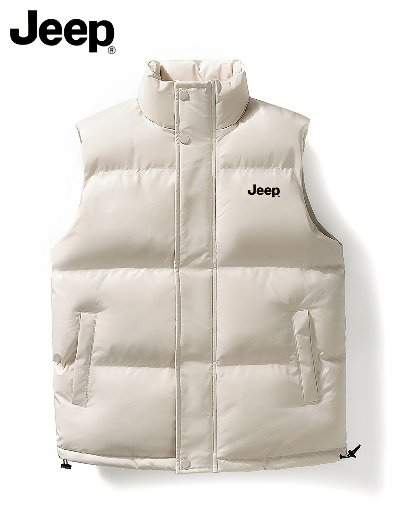 Jeep Mens Stand Collar Vest Thick Warm Fleece-Lined Jacket for Fall with Pockets