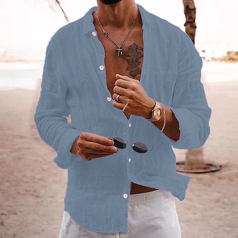 Mens Linen Long Sleeve Shirt