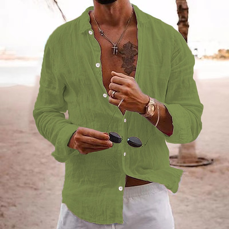 Mens Linen Long Sleeve Shirt