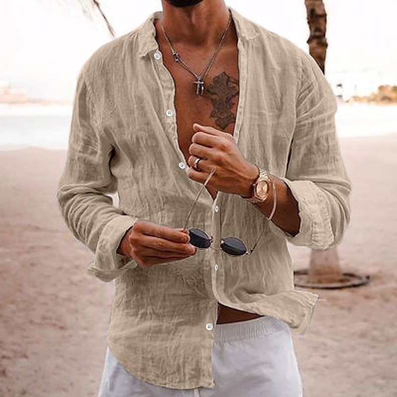 Mens Linen Long Sleeve Shirt