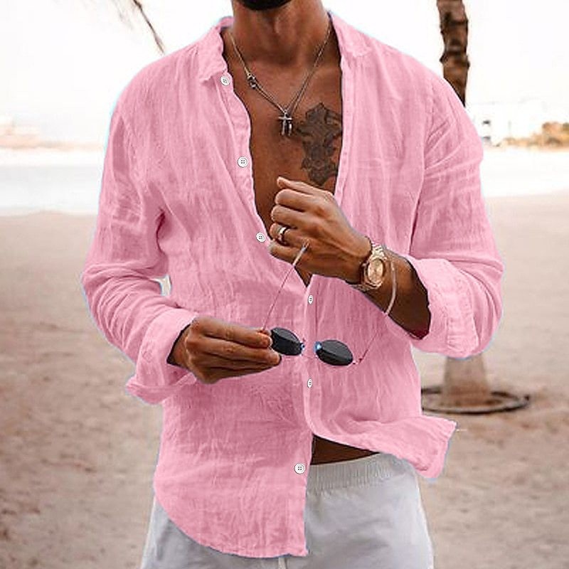 Mens Linen Long Sleeve Shirt