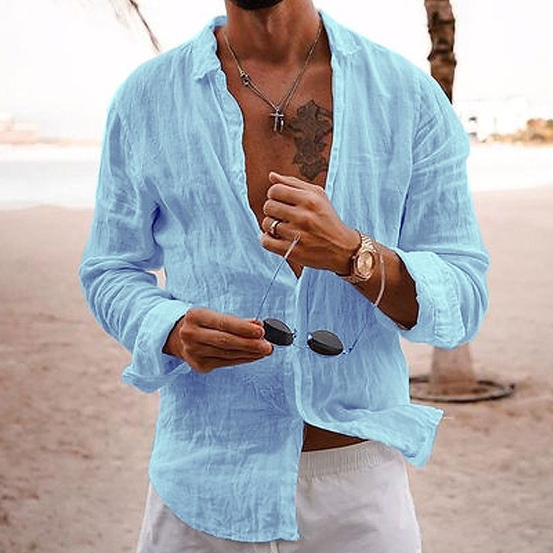 Mens Linen Long Sleeve Shirt