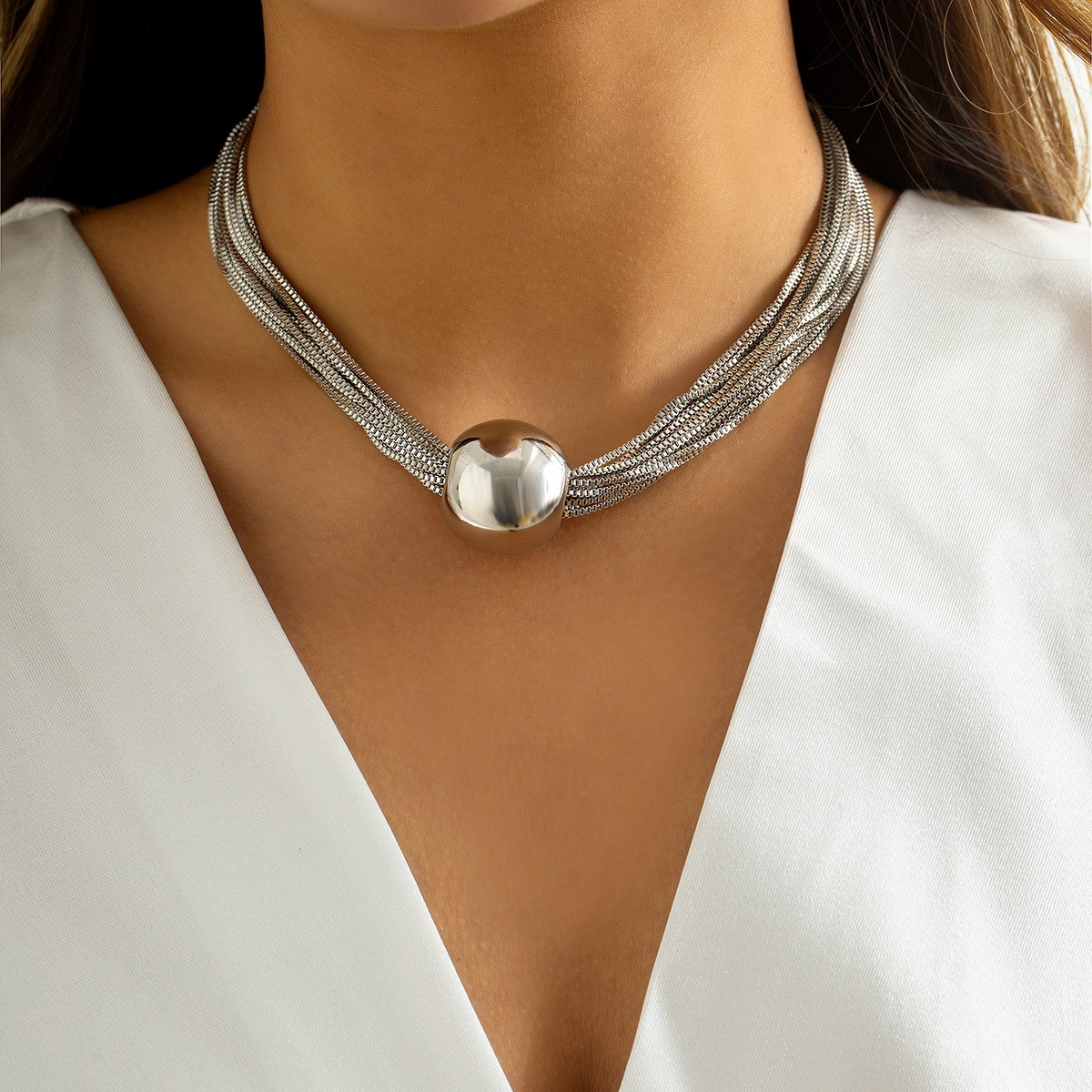 Alloy Chunky Choker Necklace