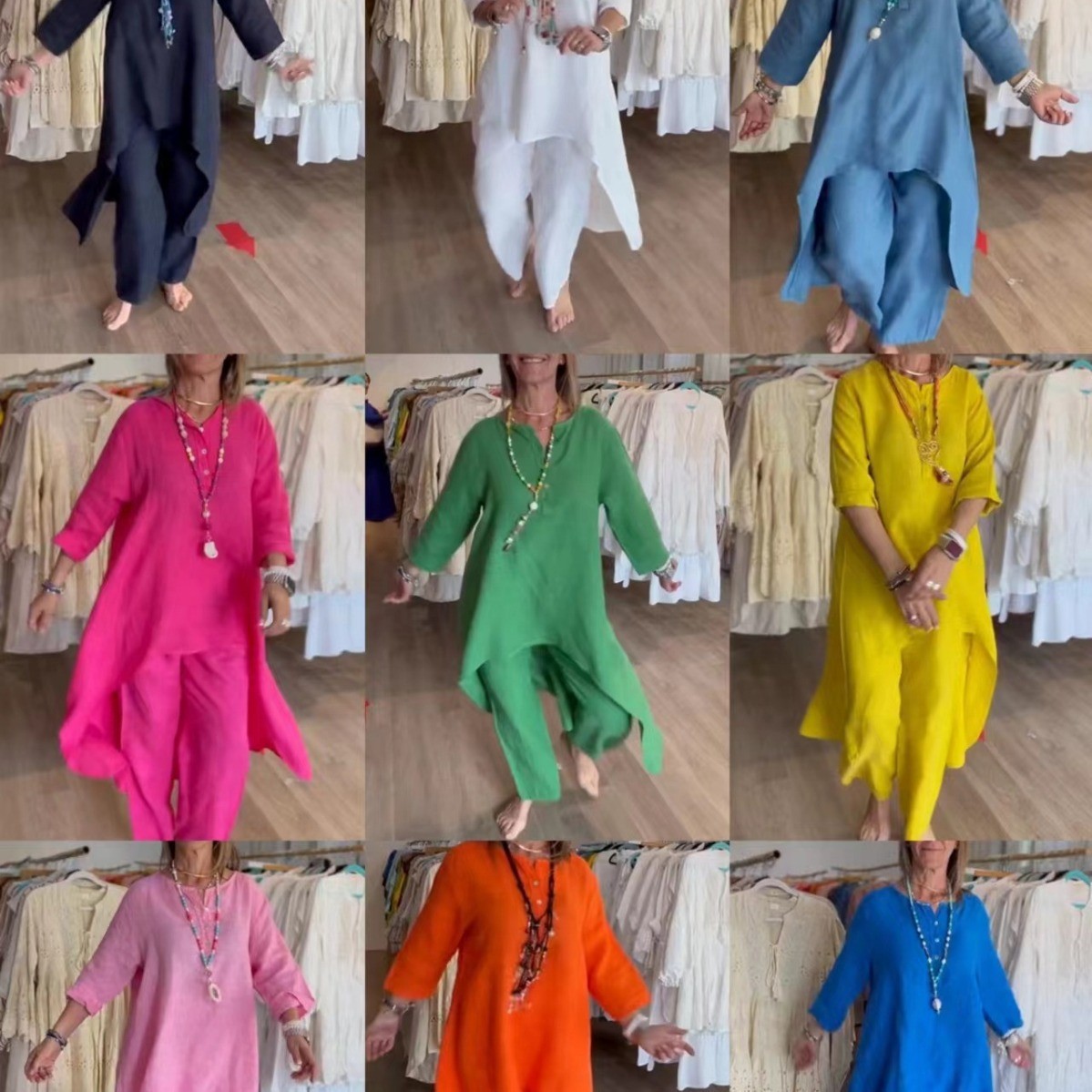 Autumn Long Sleeve Cotton Linen