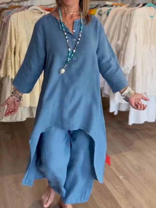 Autumn Long Sleeve Cotton Linen