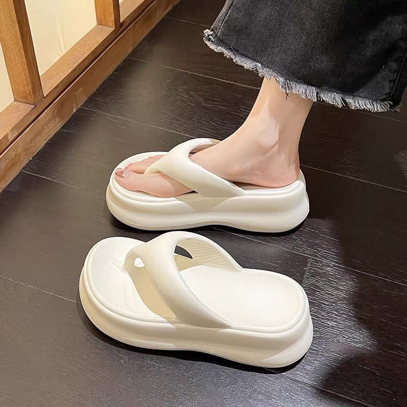 Leather Chunky Platform Flip Flops