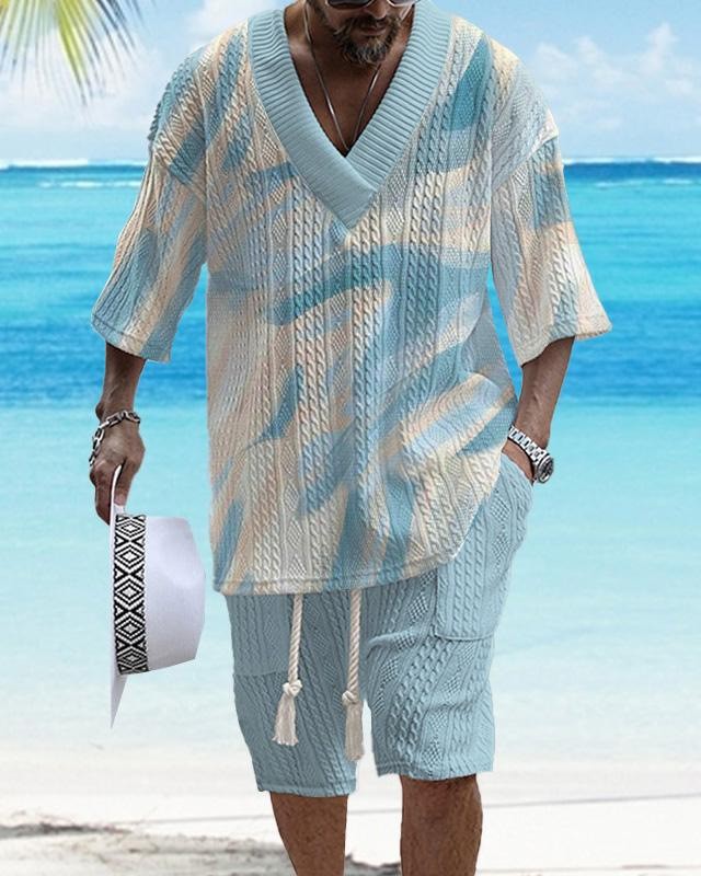 Vintage Jacquard V-Neck Two Piece