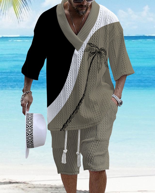 Vintage Jacquard V-Neck Two Piece